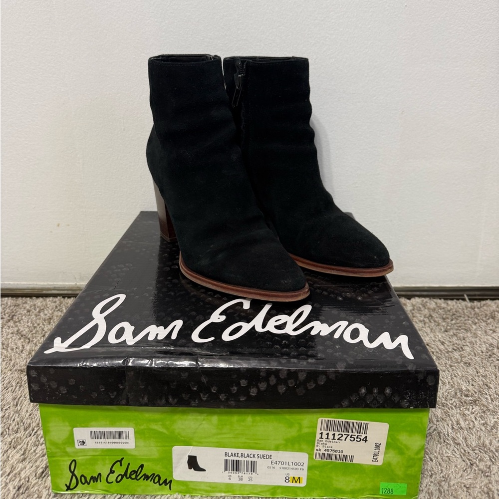 Sam Edelman Black Suede Blake Heeled Boots